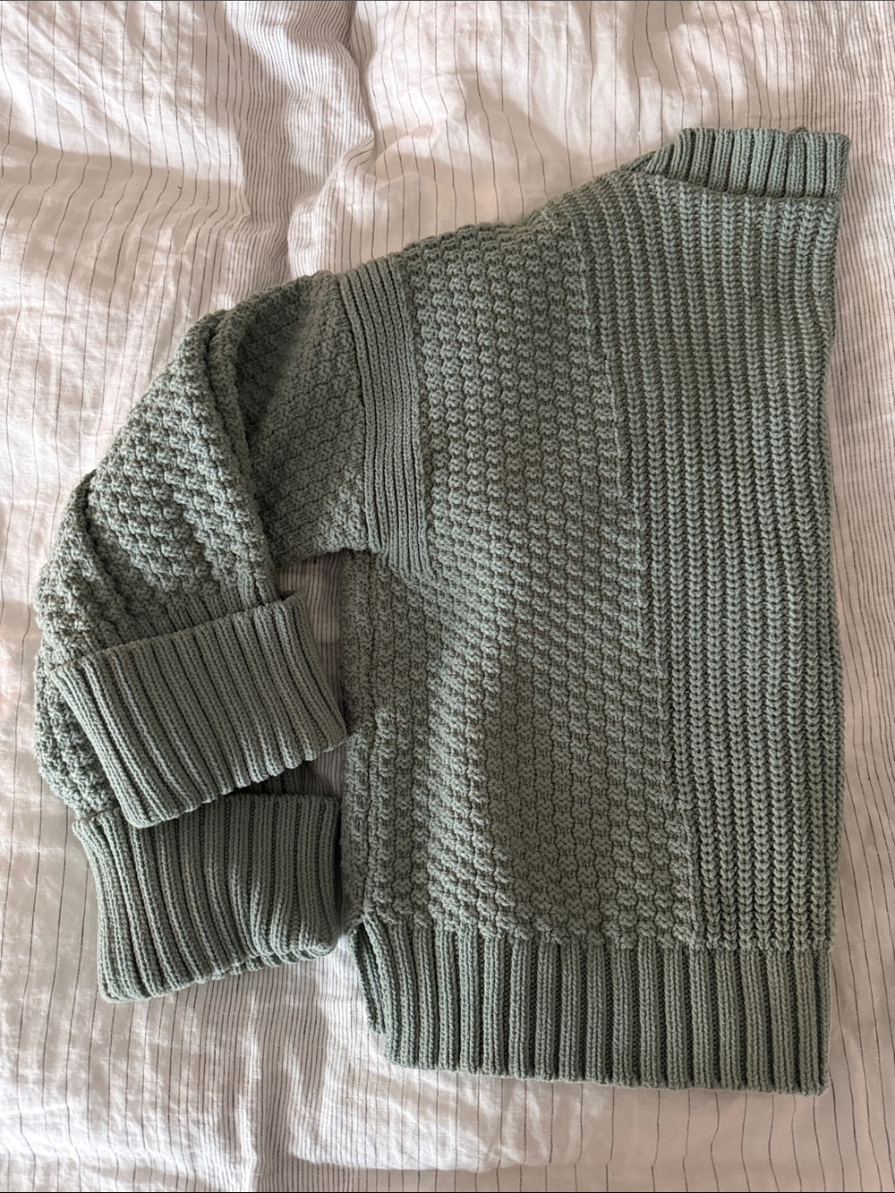 Abercrombie & Fitch Sage Green Textured Knit Button Cardigan - Picture 4 of 6